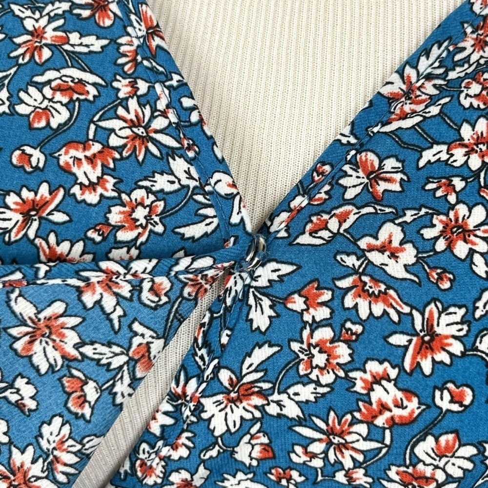 Pretty Garden Women’s Floral Cottagecore Wrap Teal Dress Size Small - Picture 7 of 13